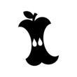 Apple core black and white flat icon. Simple organic waste symbol