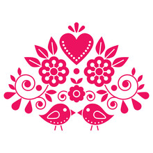 Valentine Pink Bird Art Print Free Stock Photo - Public Domain Pictures