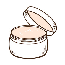 Face Cream For Women. Cosmetic Skin Care. Vector Isolated Illustration Hand Drawn
