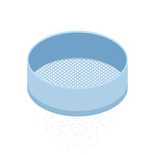 Flour Sieve Icon In Flat Style. Vector Illustration Isolated