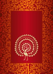 peacock, feathers ,wedding card design, royal India	