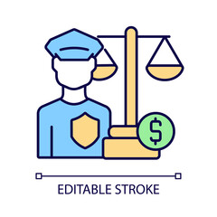 Sticker - Financial guard RGB color icon. Specialist enforcing financial laws. Commercial banking and investment sectors regulation. Isolated vector illustration. Simple filled line drawing. Editable stroke