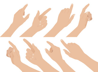 Wall Mural - Set of Woman hands on white background, flat design vector illustration