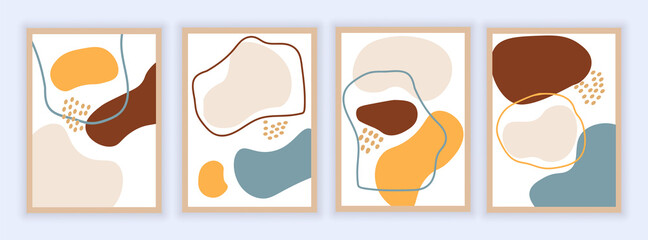 Wall Mural - modern shape line. collection of stylish and abstract banners, minimalistic posters. linear organic 