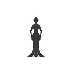 Poster - Silhouette retro lady with dress