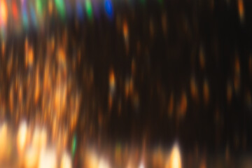 Wall Mural - lens flare overlay. blur sparks. disco illumination. defocused golden orange colorful light flecks g
