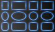 © Sergey - Blue luminous frame. Festive template for text. Blue border for festive texts. Set is a light frame of different shapes. PNG.