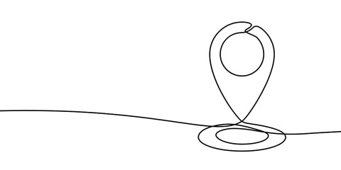 map pin line background. one line drawing background. continuous line drawing of gps icon. vector il