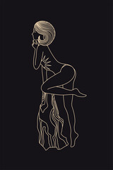 Wall Mural - Mystic women, exotic woman, feminine concept illustration, beautiful esoteric women silhouettes . Flat style vector design. Aries zodiac sign.