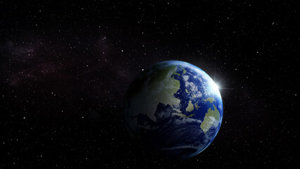 Wall Mural - View of Earth in open space, illustration. Banner design