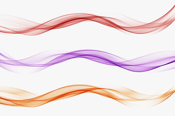 Wall Mural - Abstract colored wave set. Colored smoke wave. Transparent color wave. Wavy design, pattern.