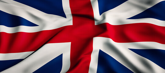 Wall Mural - Waving flag concept. National flag of the United Kingdom. Waving background. 3D rendering.