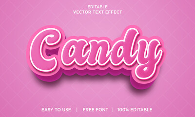 candy editable 3D text effect Premium Vector