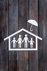 Wall Mural - White wooden family figure. Health insurance concept. Top view