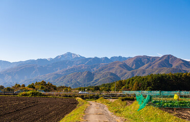 Sticker - 早朝の田園と山岳風景　富士見町