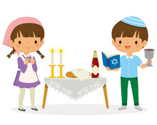 Jewish Kids Doing The Shabbat Ceremony In Kindergarten. The Hebrew Text Says Shabbat Shalom, Or Shabbat Of Peace.