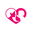 Mother and baby in heart. Vector symbol illustration