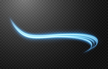 Vector glowing light lines. Electric light, light effect png. Blue line png, light waves png, magic glow, shine.