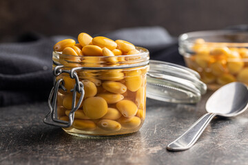 Sticker - Pickled yellow Lupin Beans in jar.