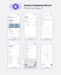 Mobile app UI, UX design kit. Finances web site or mobile template. Responsive GUI layout.
