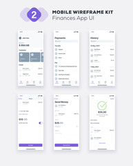 Wall Mural - ui mobile app. finances ux, gui design elements. mobile application template layout.