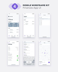 Wall Mural - mobile app ui, ux design kit. finances web site or mobile template. responsive gui layout.