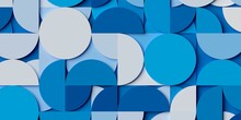 Multi-layer Blue Circles Or Cylinders Background Wallpaper Banner Pattern From Circles, Semicircles And Quadrants