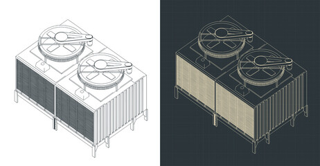 Cooling tower isometric blueprints