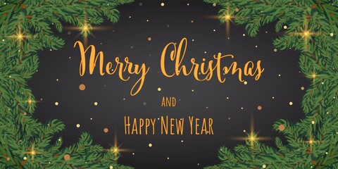 Wall Mural - winter snowflake greeting banner with black background. merry christmas invitation design card. wint