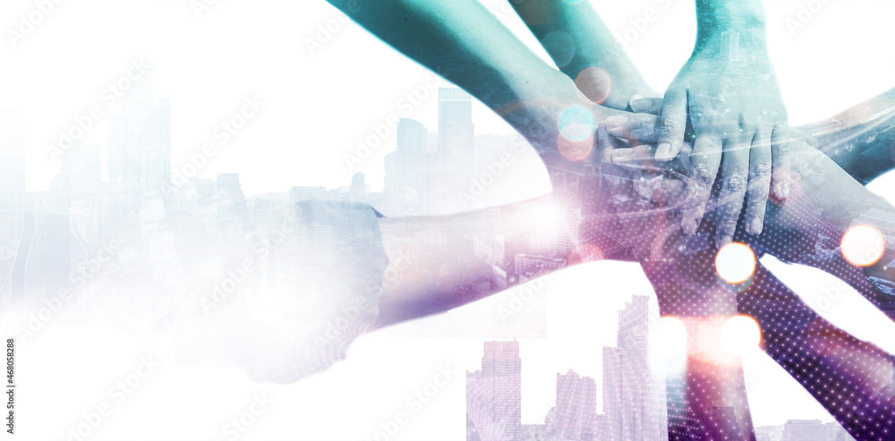 Photo Stock Double exposure architecture engineering teamwork concept ...