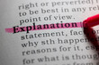 Dictionary definition of explanation