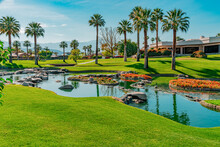 Palm Springs Is Lined With Palm Trees, Ponds, And Green Belts In Southern California.