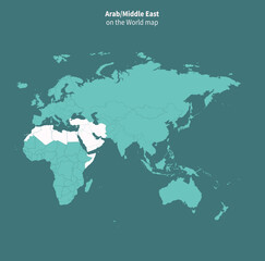 Wall Mural - middleeast vector map. world map by region.
