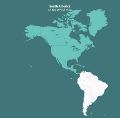 Naklejka na meble South America vector map.
world map by region.
