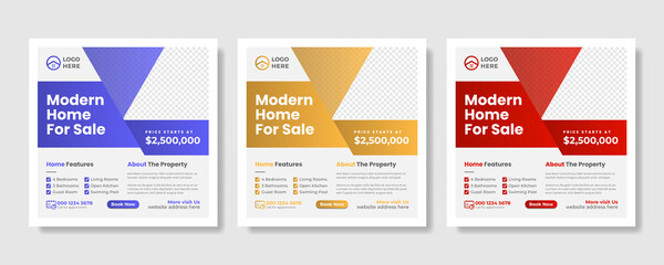 Real estate house property social media post or square banner template