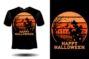 happy halloween mockup retro vintage design