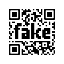Fake QR Code. Conceptual Symbol Of Sales Scam, Internet Fraud And False Identification. Vector Sticker With A Black Pixel Pattern And Digital Text 'fake'.