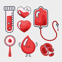 Sticker - blood donation seven icons