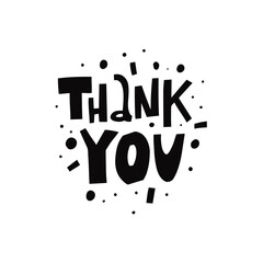 Thank You text phrase. Black color modern typography.