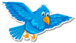 Cute blue bird animal cartoon sticker