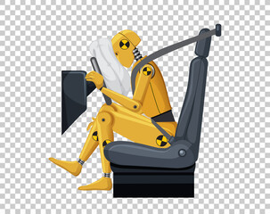 Wall Mural - Crash test dummy in a car seat on grid background