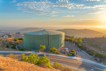 Wall Mural - Water conservation tank near the highway of San Diego, Southern California