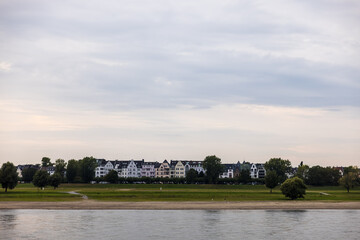 Sticker - Scenic view of old architecture in Dusseldorf, Germany on a cloudy sky