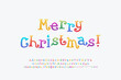 © alenes - Decorative banner Merry Christmas with funny colorful letters on white background. Multicolor curly font set