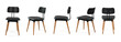 Single chair at different angles isolated on a white background . 