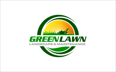 illustration vector graphic of lawn care, landscape, grass concept logo design template