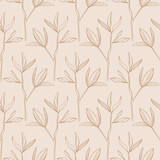 Fototapeta Dziecięca - Floral seamless pattern with foliage, leaves silhouettes endless background