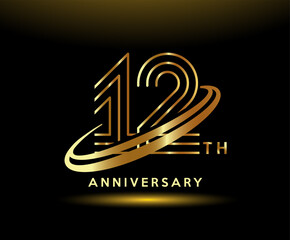 Wall Mural - Golden 12  year anniversary celebration logo design inspiration