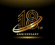 Golden 18 year anniversary celebration logo design inspiration