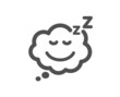 Sleep quality icon. Night rest sign. Comic speech bubble with smile symbol. Classic flat style. Quality design element. Simple sleep icon. Vector
